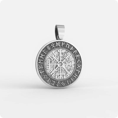 Рунический компас Вегвизир (Vegvisir) из серебра в Руническом кргуе Рунический компас Вегвизир (Vegvisir) из серебра в Руническом кргуе